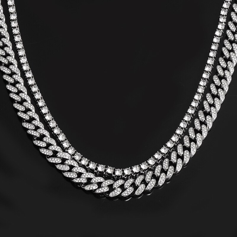 2 Layer Iced Out Chain Necklaces for Wedding