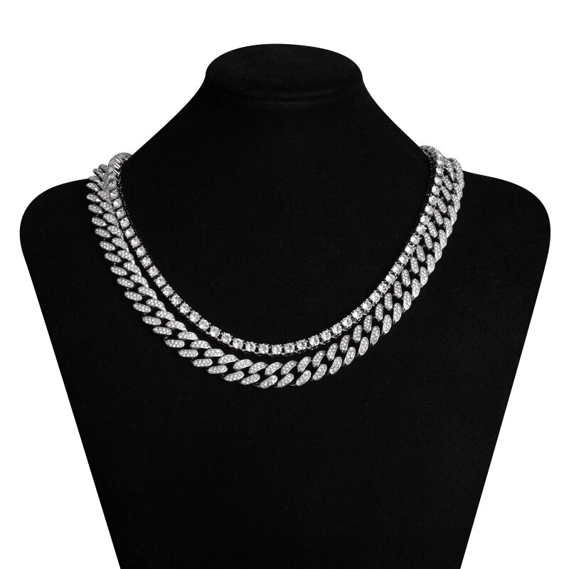 2 Layer Iced Out Chain Necklaces for Wedding