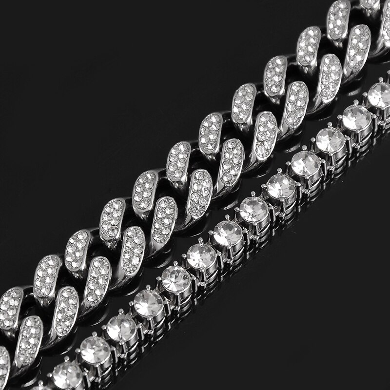 2 Layer Iced Out Chain Necklaces for Wedding