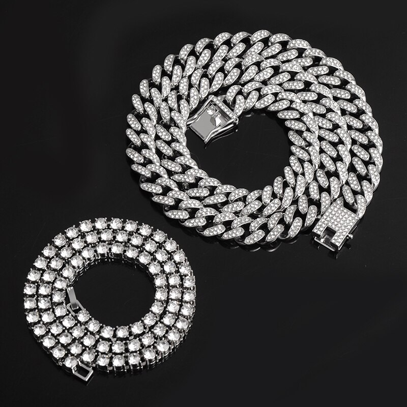 2 Layer Iced Out Chain Necklaces for Wedding