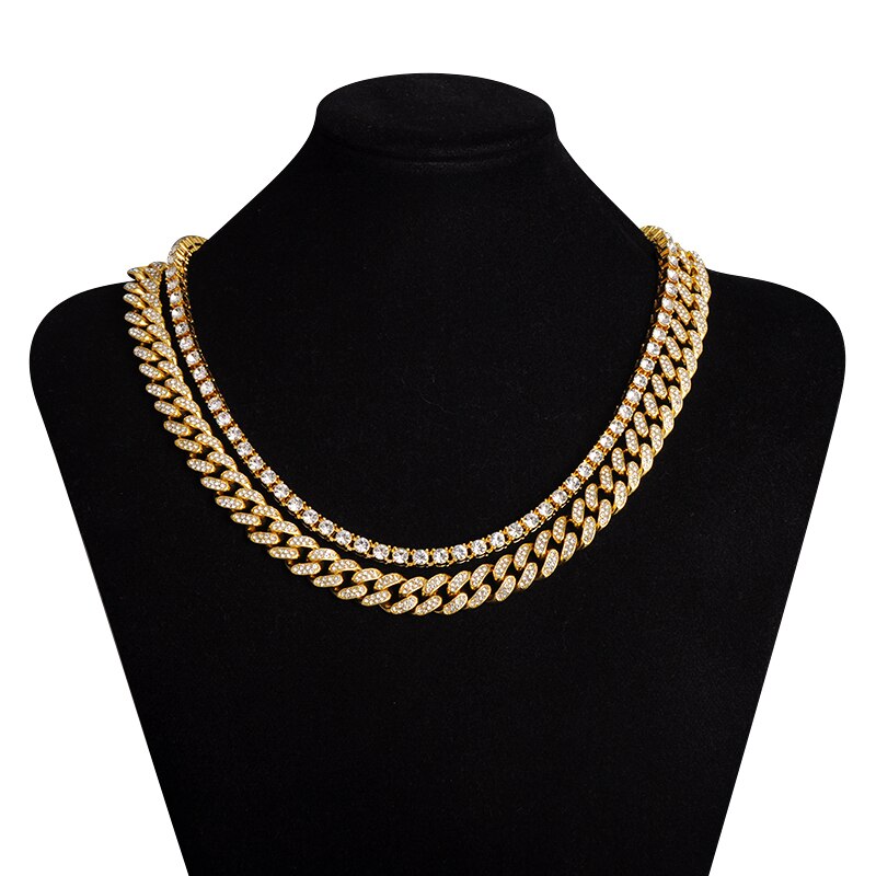 2 Layer Iced Out Chain Necklaces for Wedding