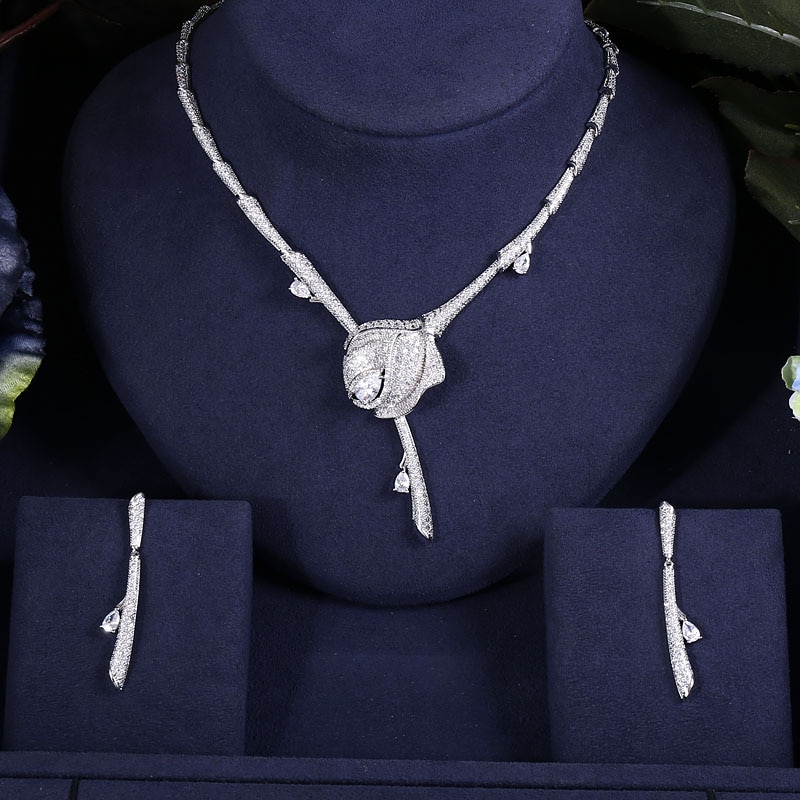 Rose Flower Wedding Pendant Necklace