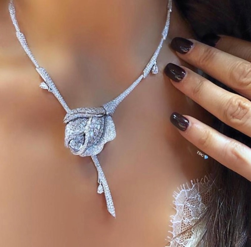 Rose Flower Wedding Pendant Necklace