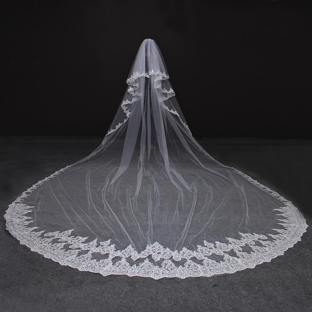 Sequined Lace Cathedral Veil