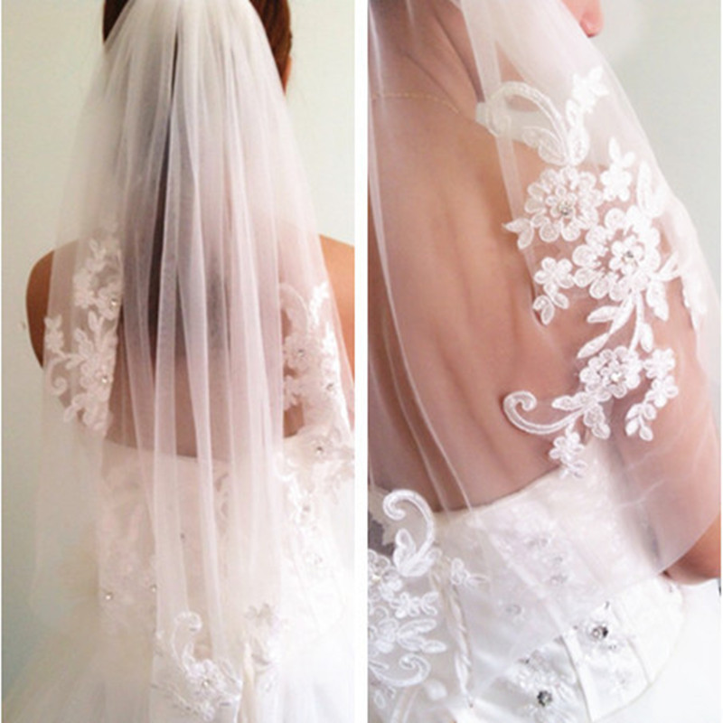 One Layer Waist Length Wedding Veils