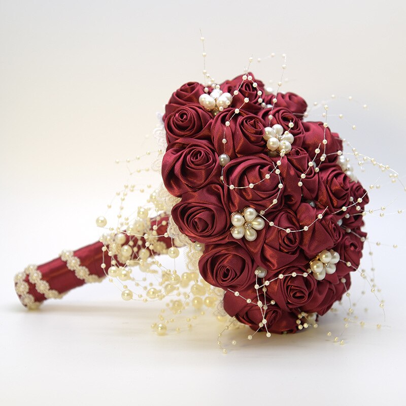 Silk Flowers Bridal Bouquet with Pearl