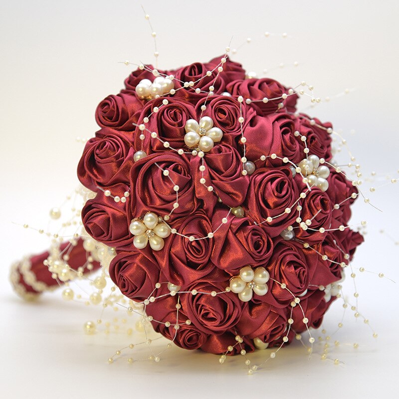 Silk Flowers Bridal Bouquet with Pearl