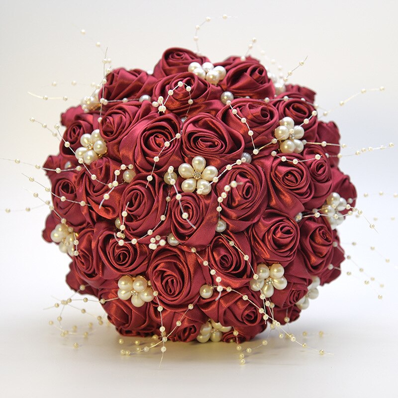 Silk Flowers Bridal Bouquet with Pearl
