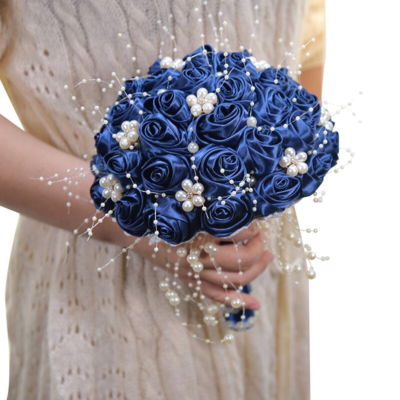 Silk Flowers Bridal Bouquet with Pearl
