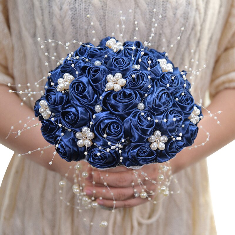 Silk Flowers Bridal Bouquet with Pearl