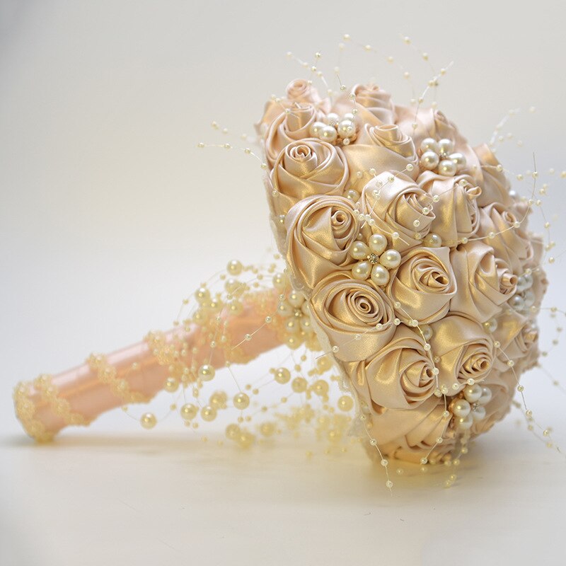 Silk Flowers Bridal Bouquet with Pearl