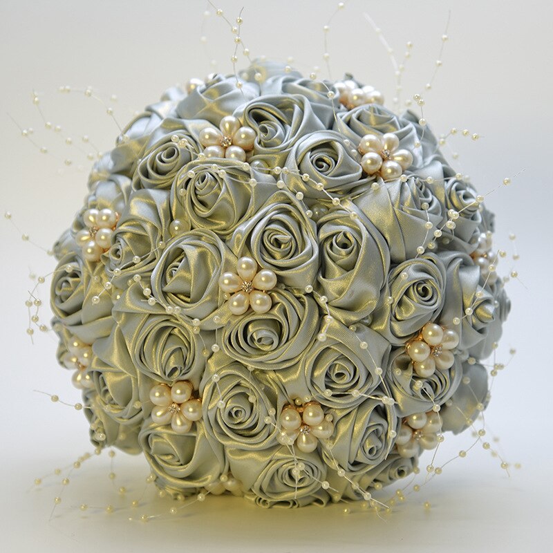 Silk Flowers Bridal Bouquet with Pearl