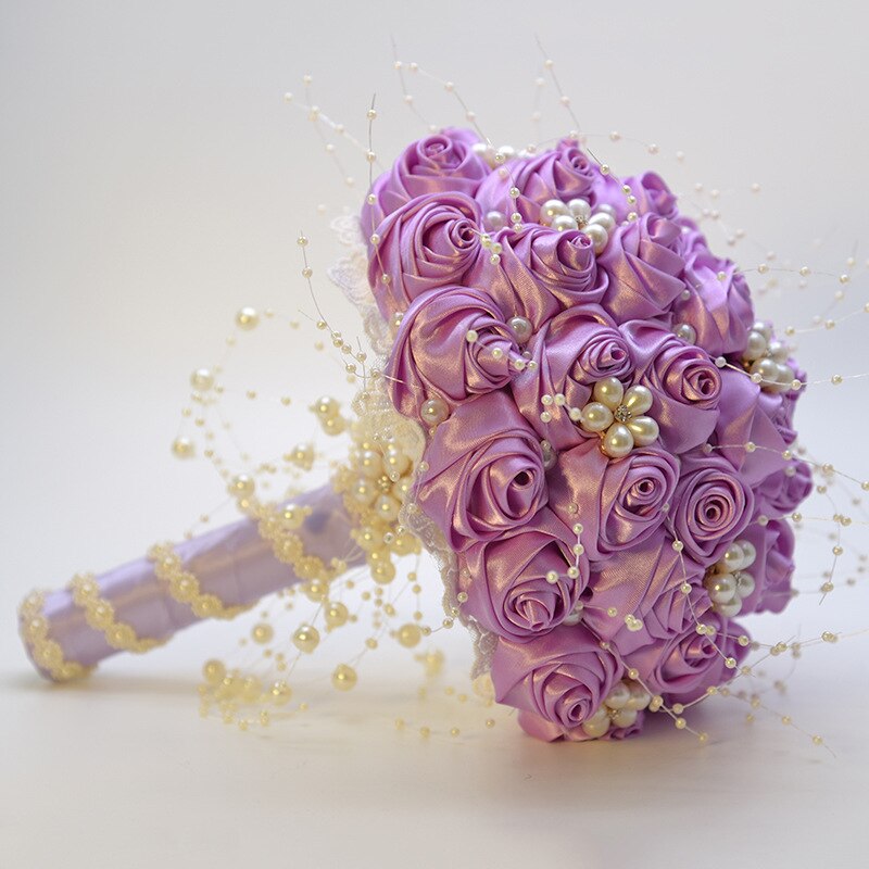 Silk Flowers Bridal Bouquet with Pearl