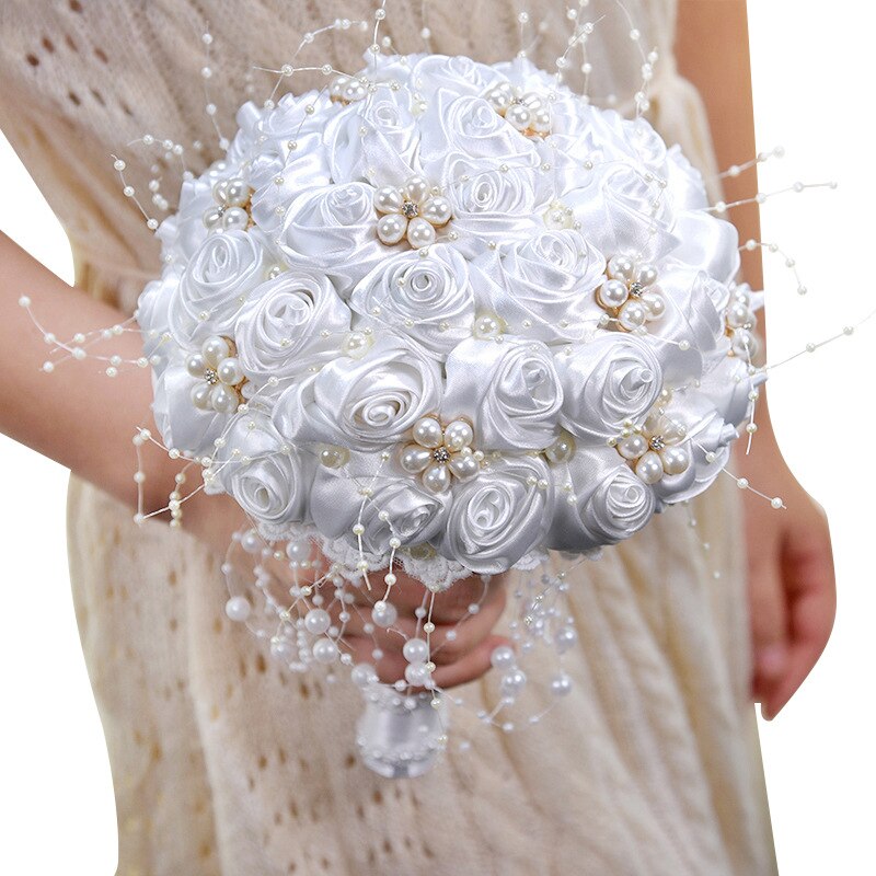 Silk Flowers Bridal Bouquet with Pearl