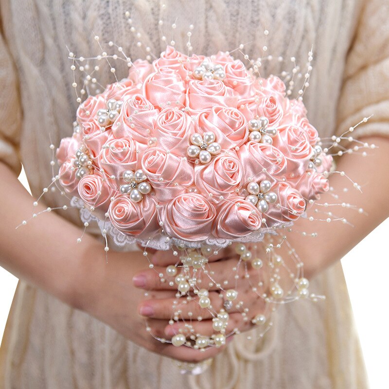 Silk Flowers Bridal Bouquet with Pearl