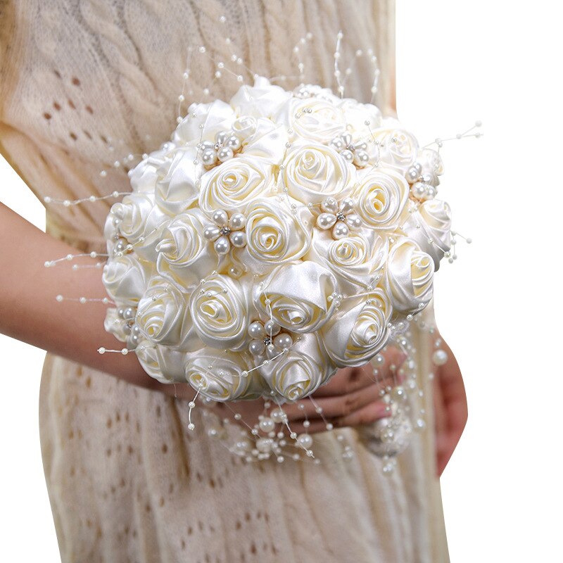 Silk Flowers Bridal Bouquet with Pearl