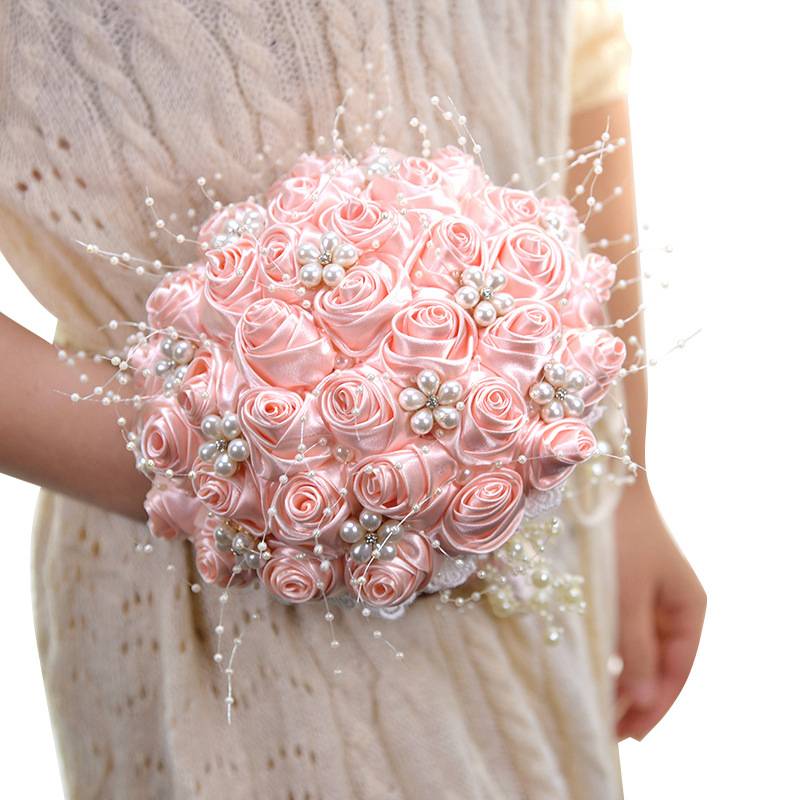 Silk Flowers Bridal Bouquet with Pearl