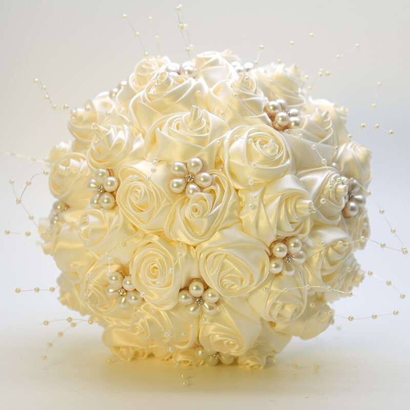 Silk Flowers Bridal Bouquet with Pearl