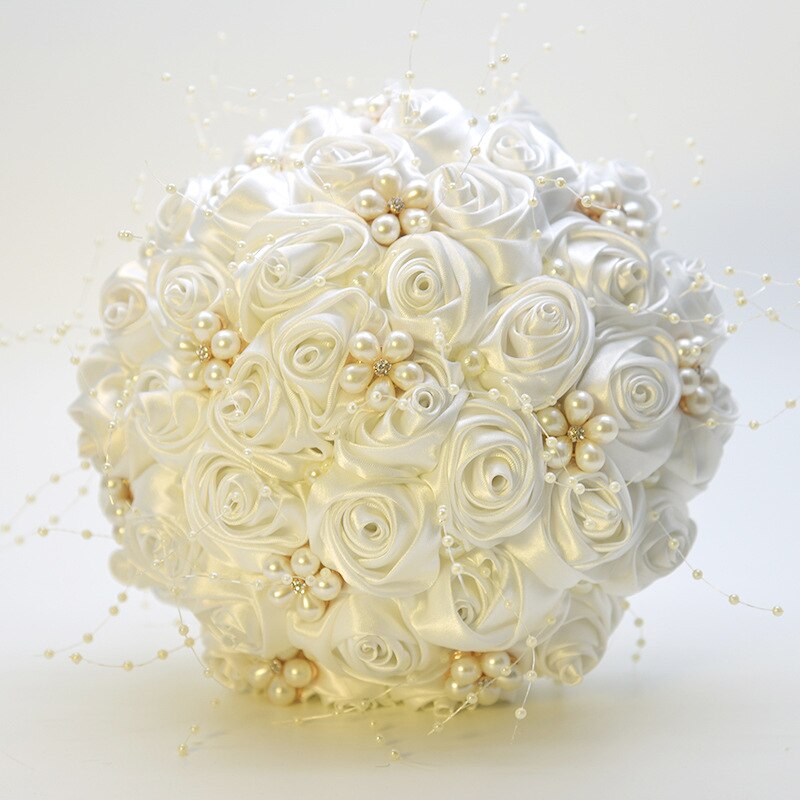 Silk Flowers Bridal Bouquet with Pearl