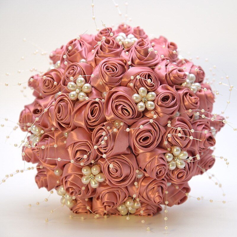 Silk Flowers Bridal Bouquet with Pearl