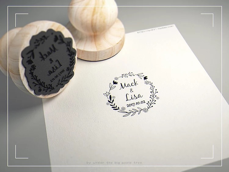 Personalized Wood Wedding Stamp for Invitations