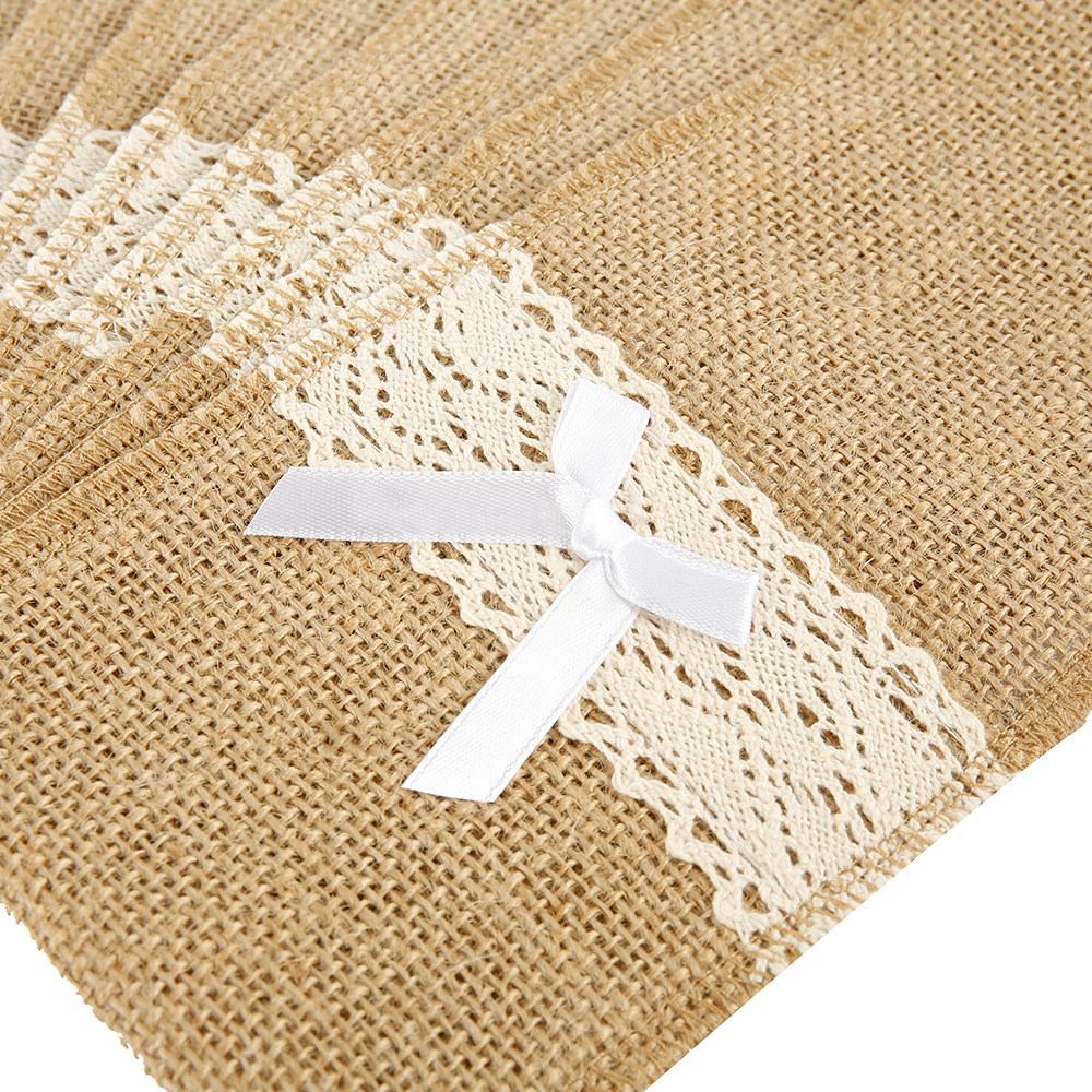 20Pcs Burlap Lace Cutlery Pouch