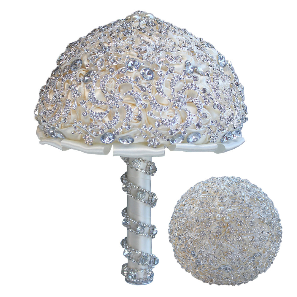 Shiny Wedding Bouquet with Rhinestones