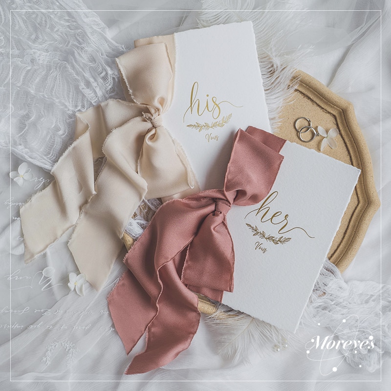 Set of 2 Wedding Vow Cards with Satin Bows