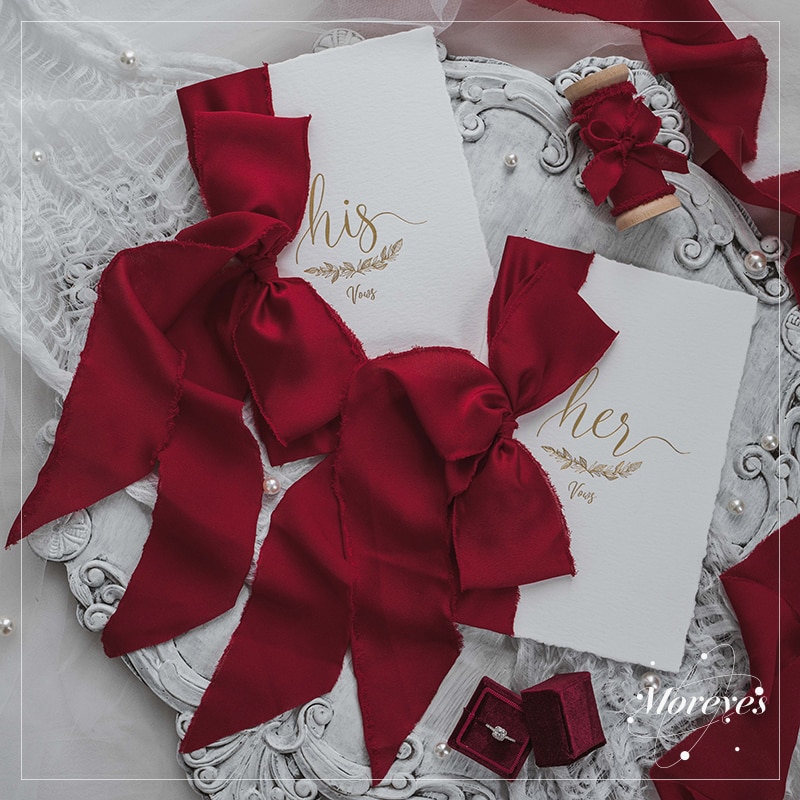 Set of 2 Wedding Vow Cards with Satin Bows