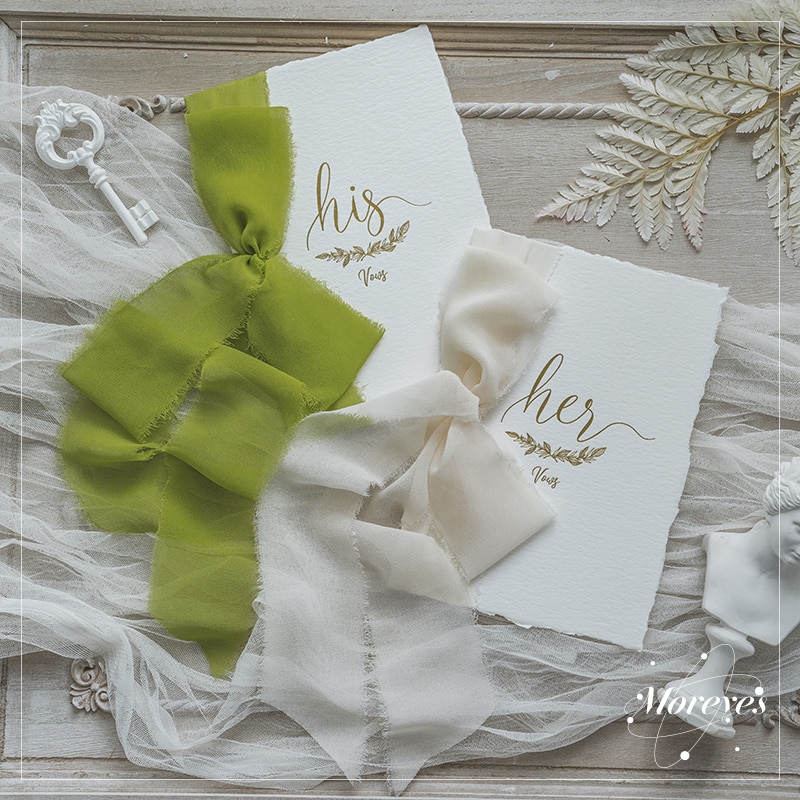 Set of 2 Wedding Vow Cards with Satin Bows
