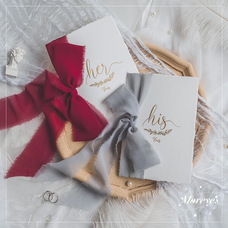 Set of 2 Wedding Vow Cards with Satin Bows