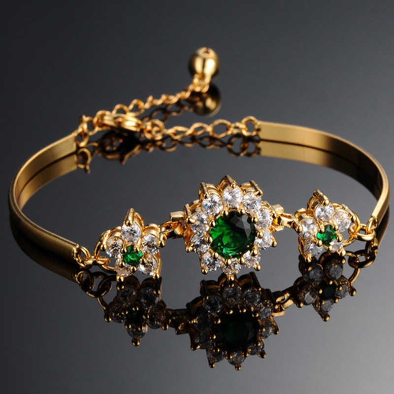 Women's Luxury Gold Bracelet Decorated with Stones