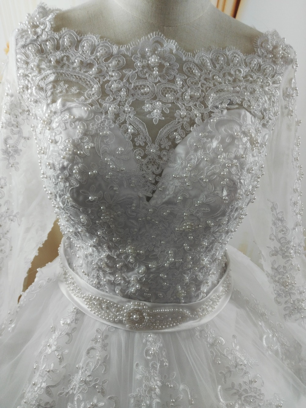 Women's Pearl Embellished Wedding Dress