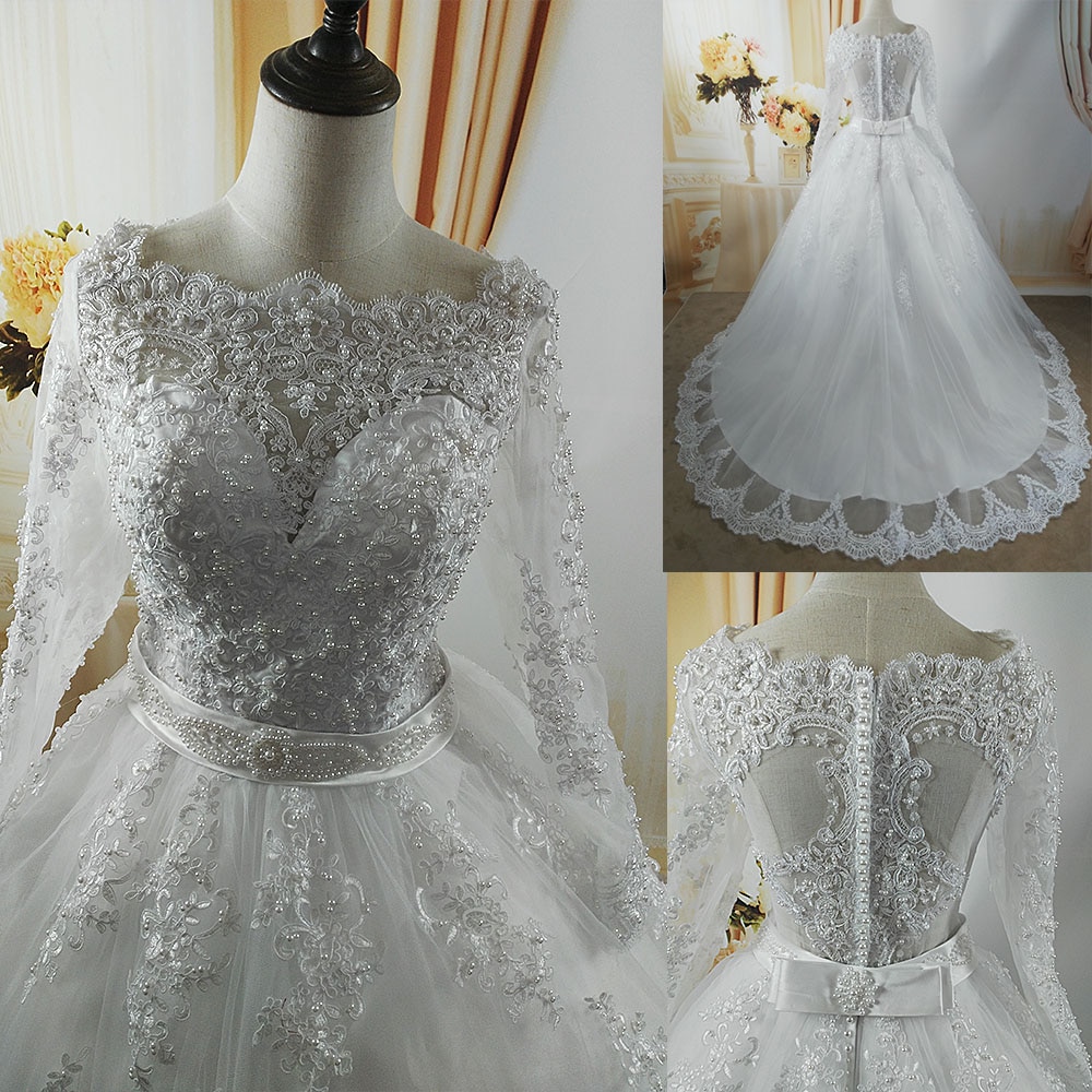 Women's Pearl Embellished Wedding Dress