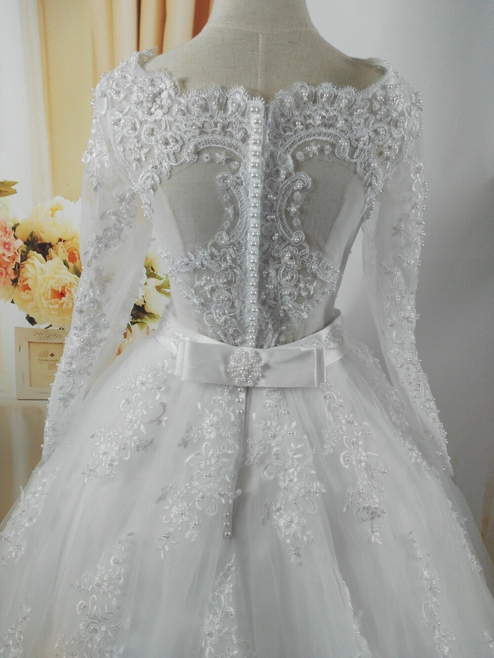 Women's Pearl Embellished Wedding Dress