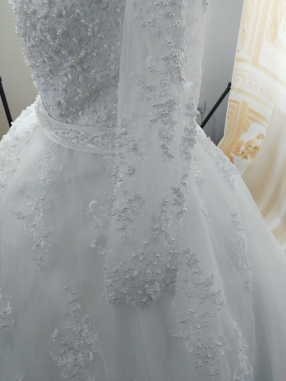 Women's Pearl Embellished Wedding Dress