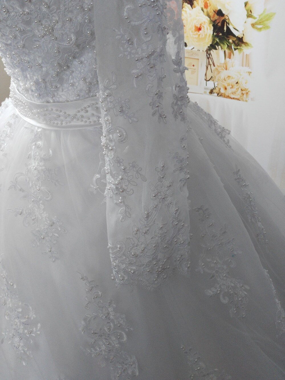 Women's Pearl Embellished Wedding Dress