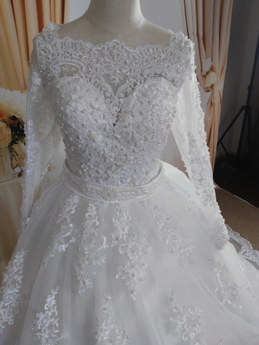 Women's Pearl Embellished Wedding Dress