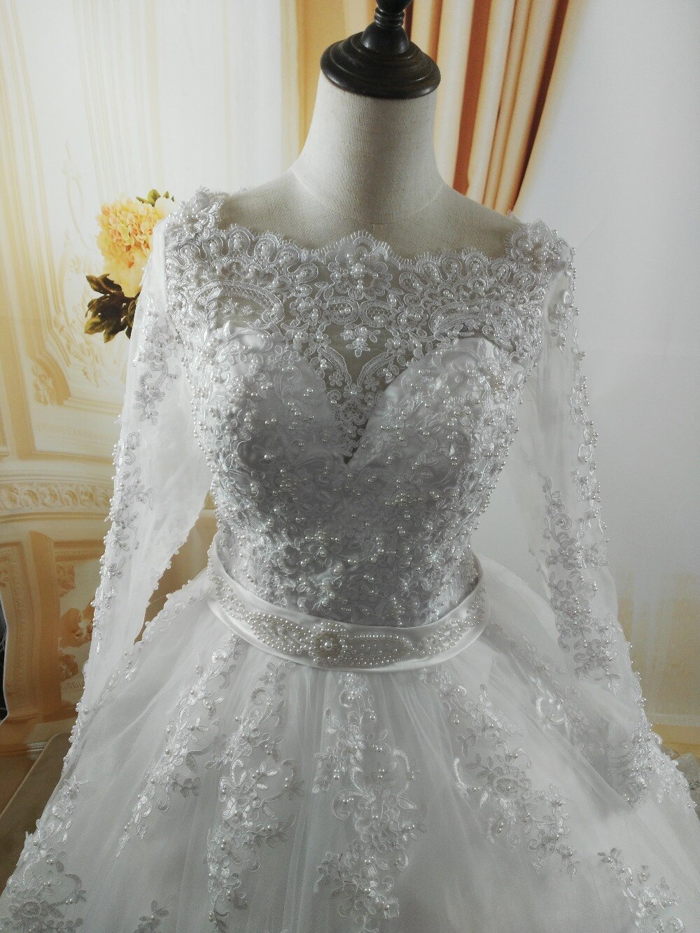 Women's Pearl Embellished Wedding Dress