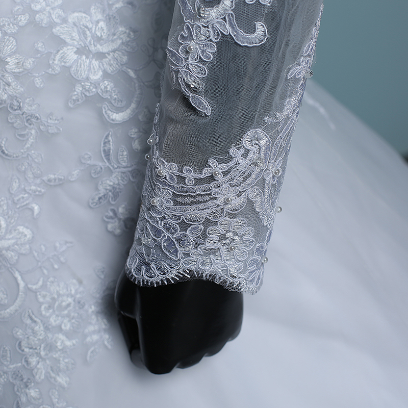 Sexy V Neck Long Sleeves Wedding Dress for Women