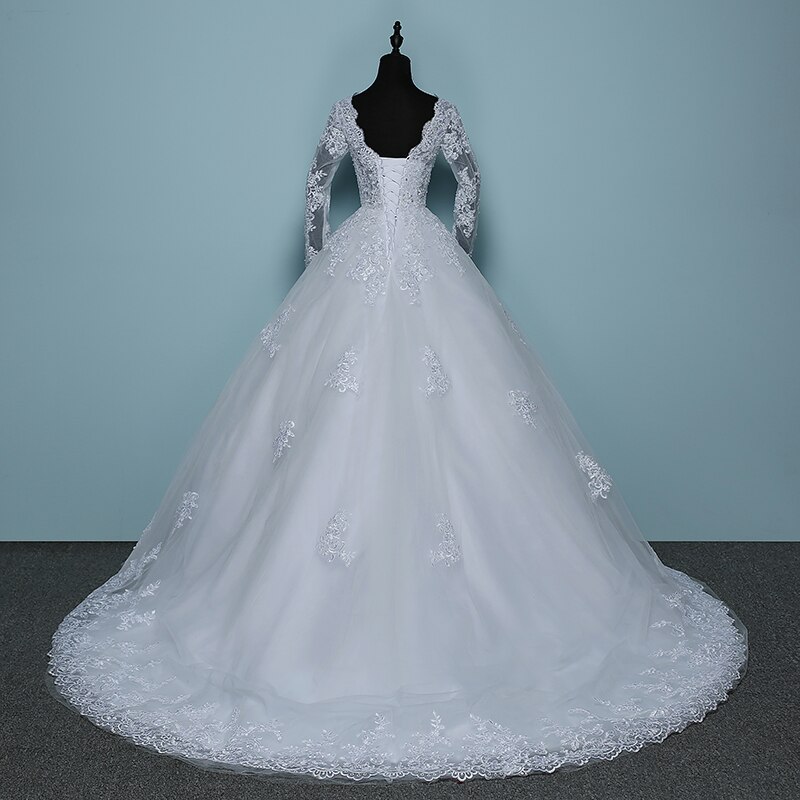 Sexy V Neck Long Sleeves Wedding Dress for Women