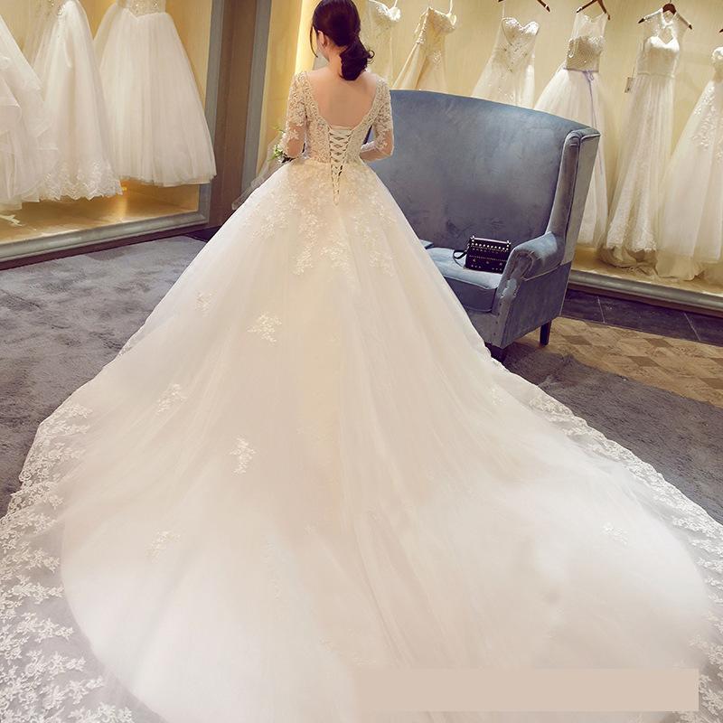 Sexy V Neck Long Sleeves Wedding Dress for Women