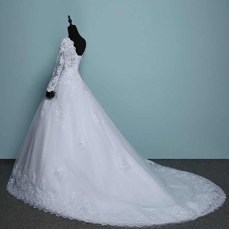 Sexy V Neck Long Sleeves Wedding Dress for Women