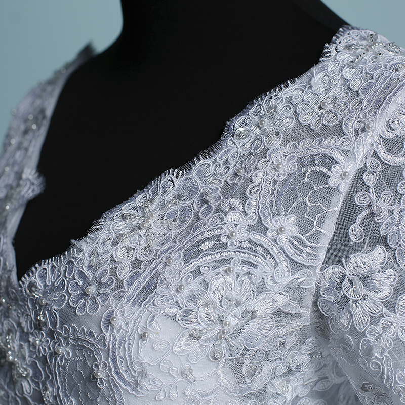 Sexy V Neck Long Sleeves Wedding Dress for Women