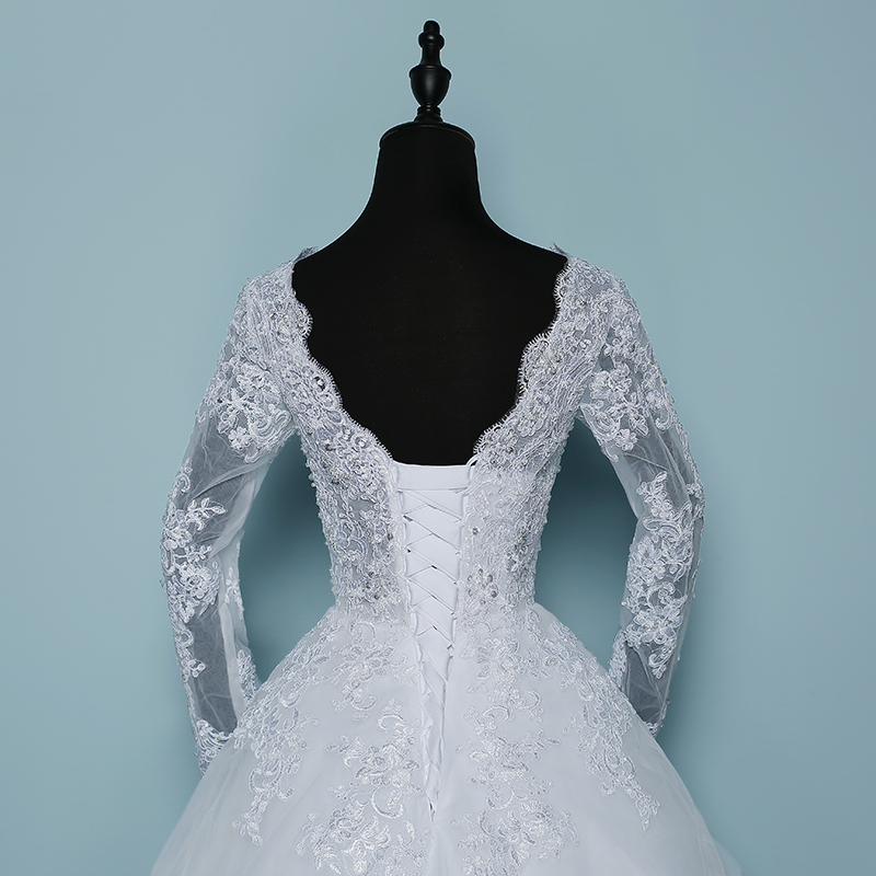 Sexy V Neck Long Sleeves Wedding Dress for Women