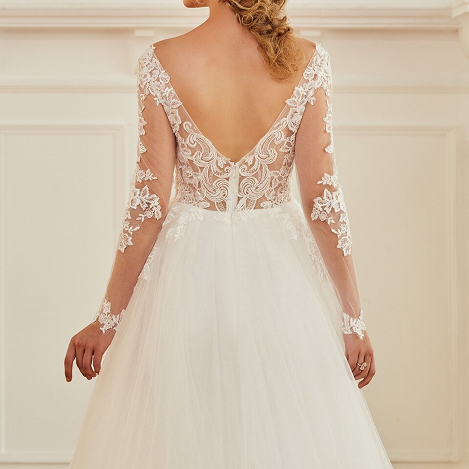 Women's Romantic Long Sleeves Wedding Dress