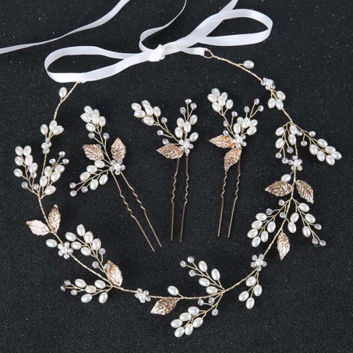 Women's Leaf and Flowers Shaped Elegant Headband for Wedding