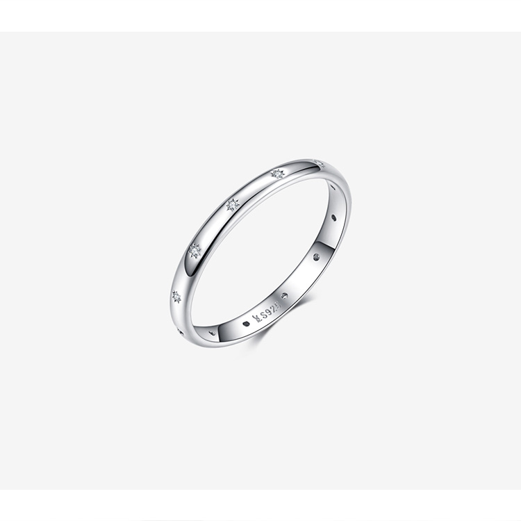 Women's Star Shaped Crystals 925 Sterling Silver Ring for Wedding