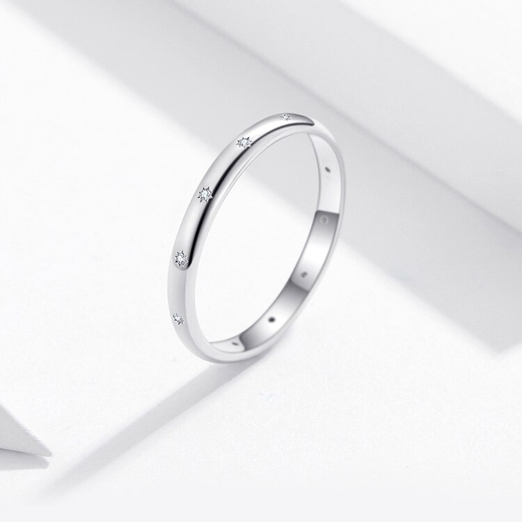 Women's Star Shaped Crystals 925 Sterling Silver Ring for Wedding