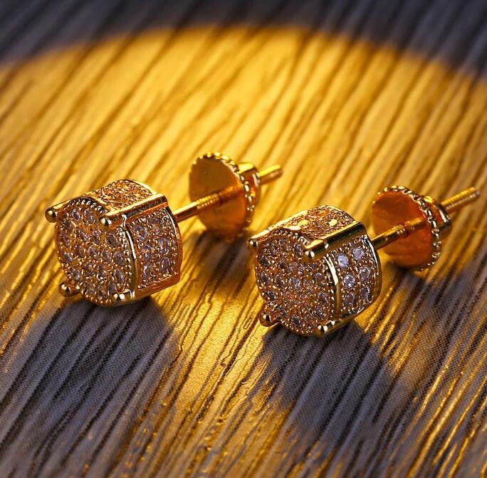 Golden Round Wedding Earrings